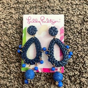Lilly Pulitzer Raffia Earrings Alba Blue